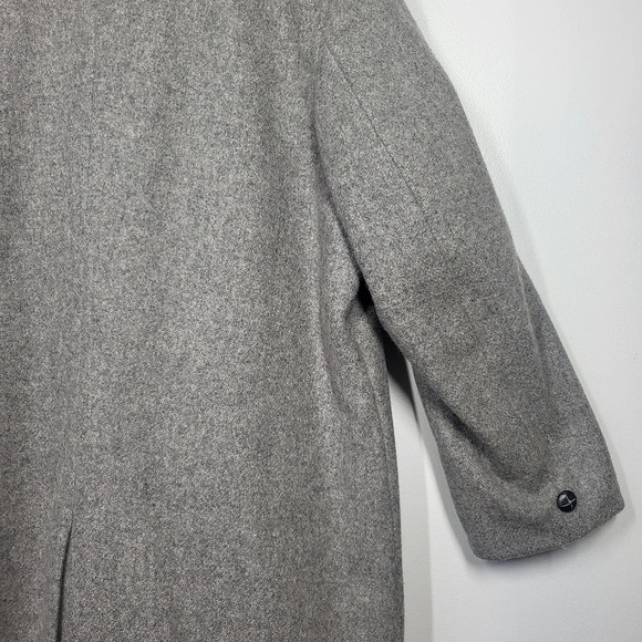 Vintage Botany 500 Gray Fleece Lined Wool Trench Coat Button Up Overcoat Pockets - Picture 11 of 16